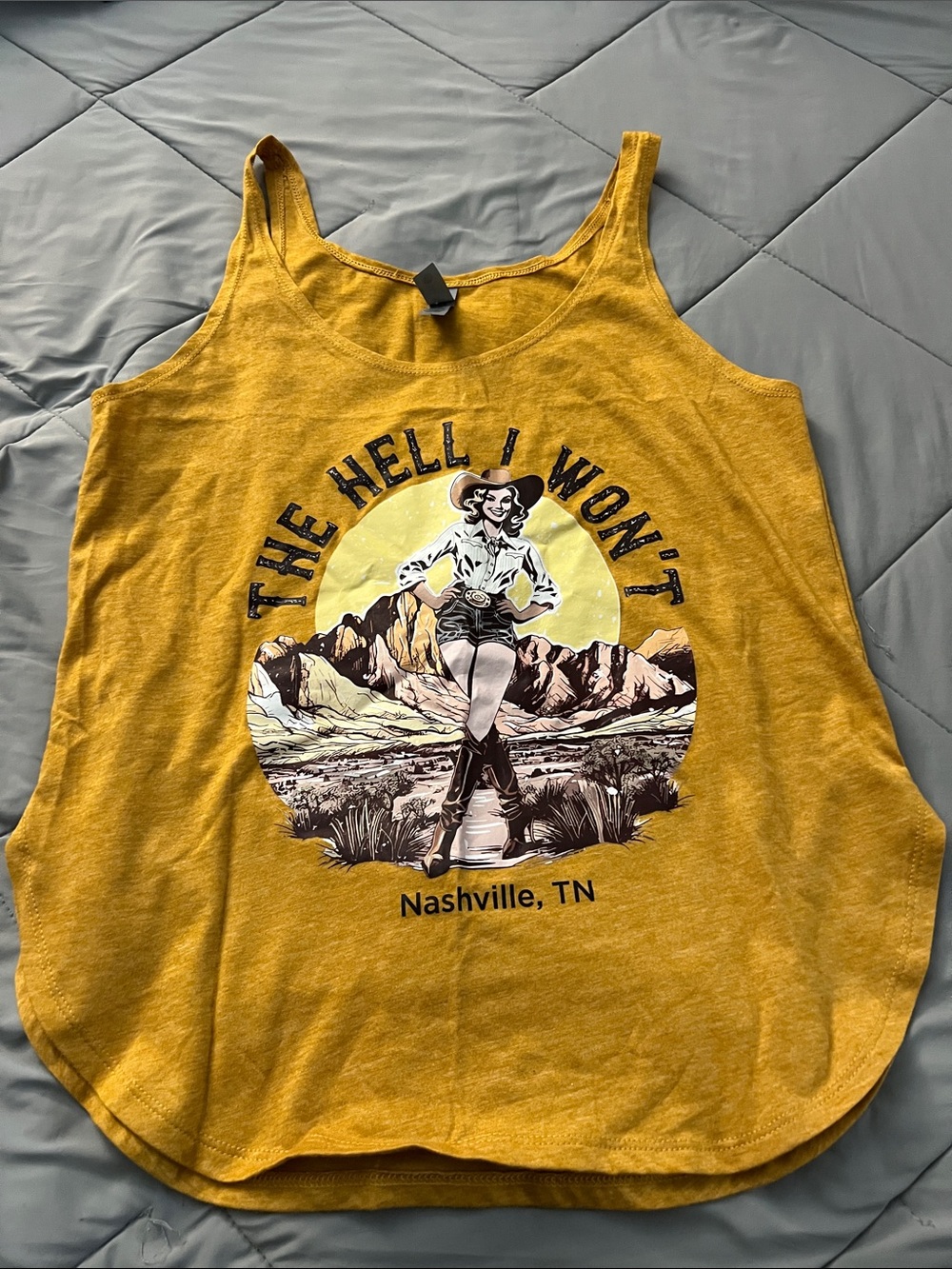 Next Level Apparel Mustard Yellow Nashville Graphic Tank